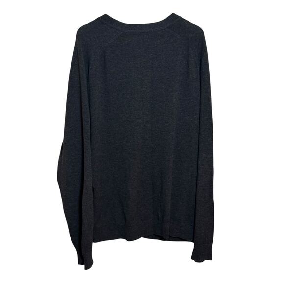 Vtg L.L. Bean XL Charcoal Gray 100% Lambs Wool Grandpa V-Neck Cardigan Sweater - Picture 5 of 8